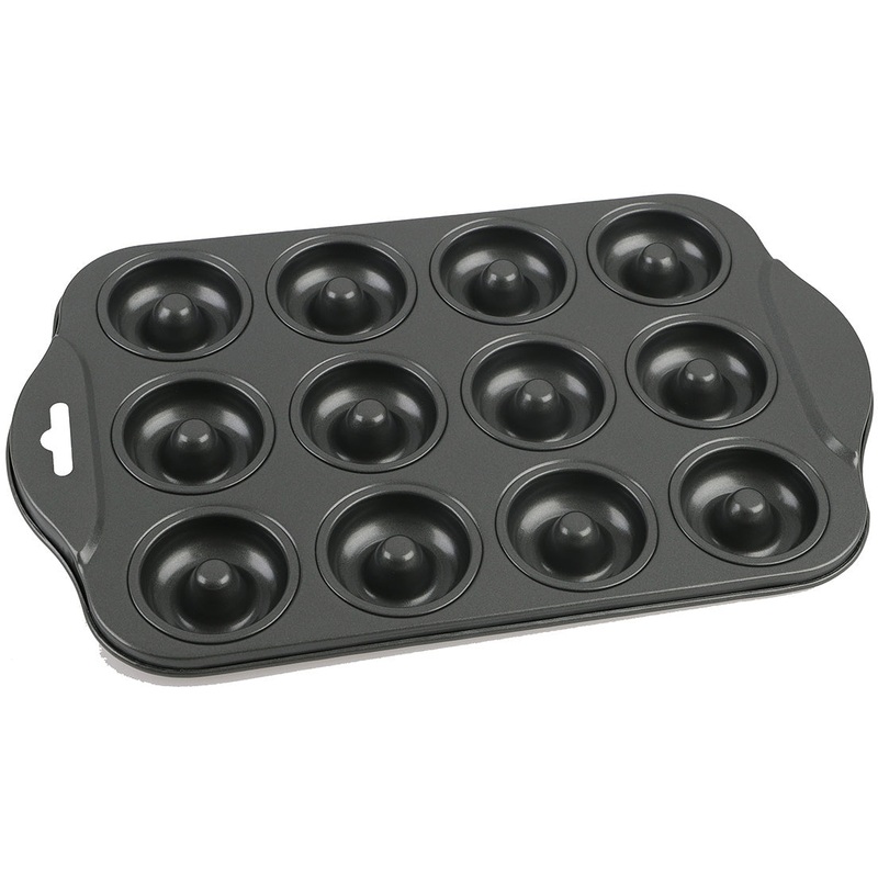 Non-Stick 12 Cup Mini Doughnut Pan Black