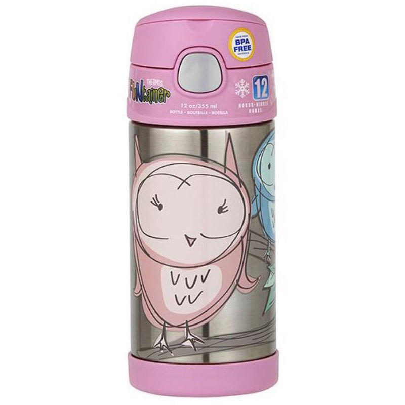 Funtainer Vacuum Insulated Drink Bottle - Owl 355ml