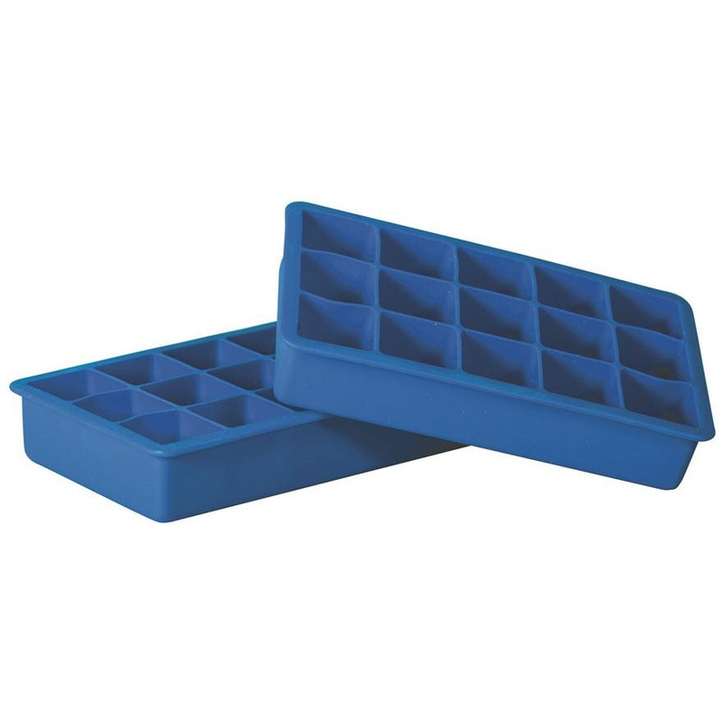 Ice Cube Tray 15 Cup Silicone Set of 2 - Blue