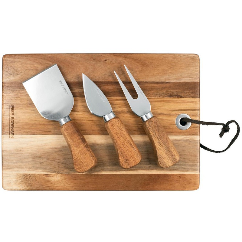 Rectangle Cheese Board with 3 Knives Acacia