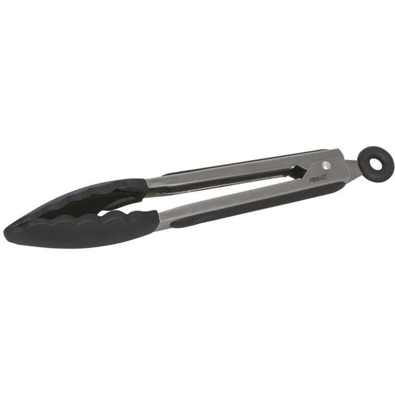 Silicone Stainless Steel Tongs 23cm - Black