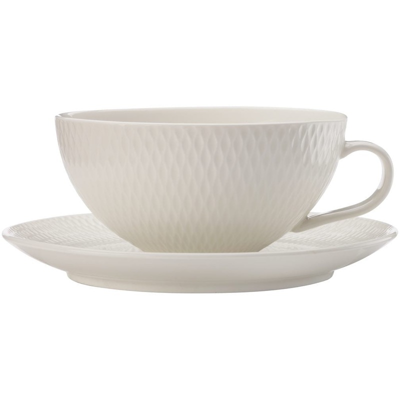 White Basics Diamonds Tea Cup And Saucer Low 250ml