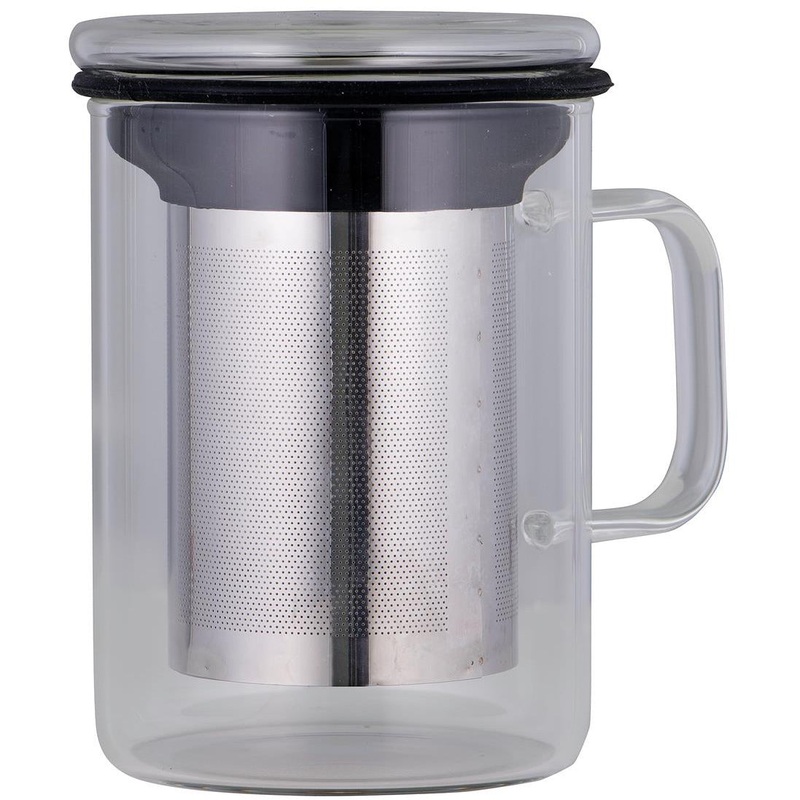 Tea Mug With Infuser Black 350ml Borosilicate