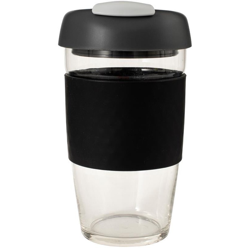 Glass Gocup Reusable Coffee Cup 473ml - Black/charcoal/grey