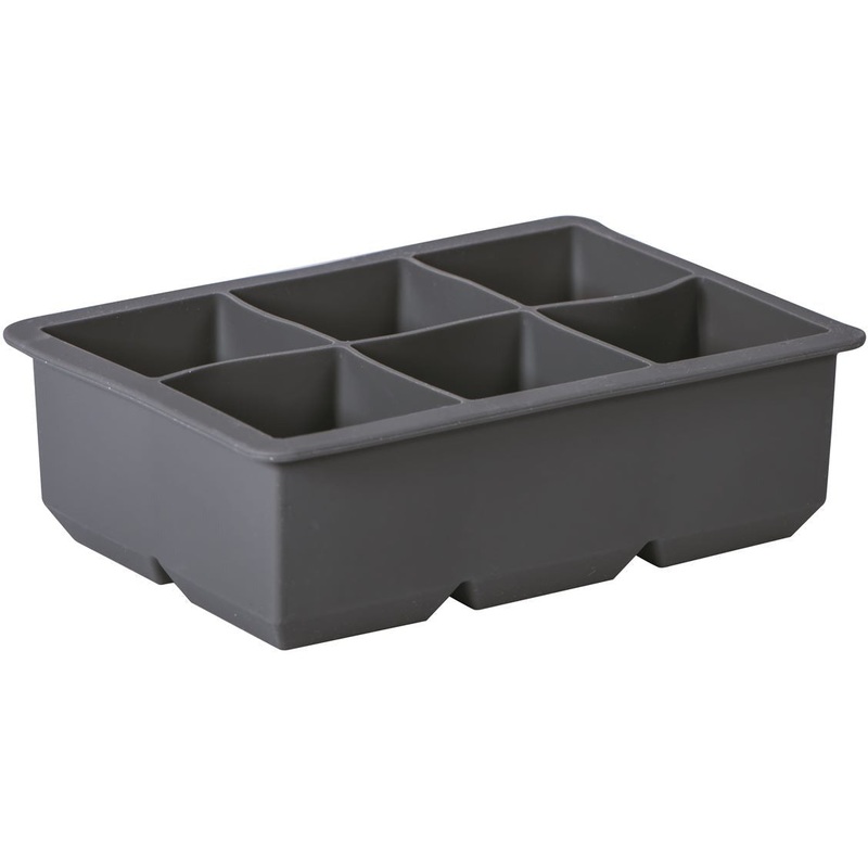 King Cube 6 Cup Silicone Ice Cube Tray - Charcoal