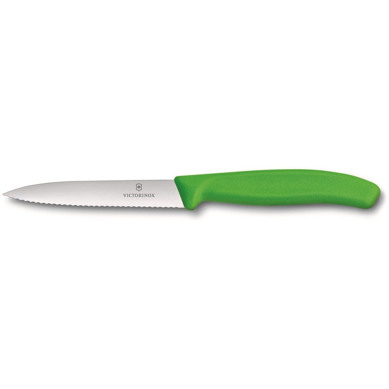 Paring Knife Wavy Edge Pointed Tip 10Cm Green