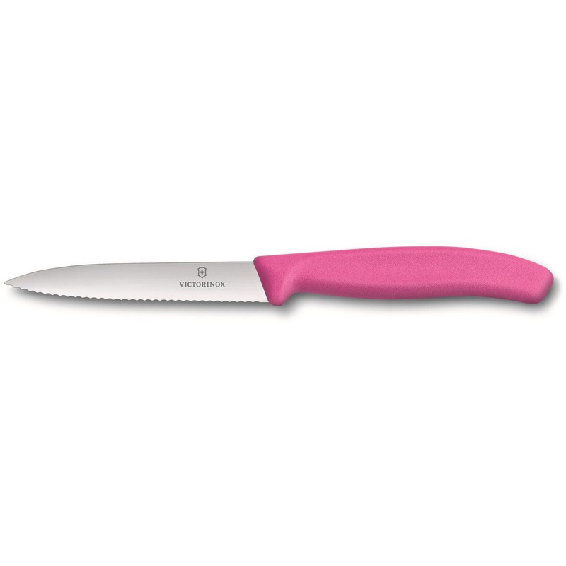 Paring Knife Wavy Edge Pointed Tip 10Cm Pink