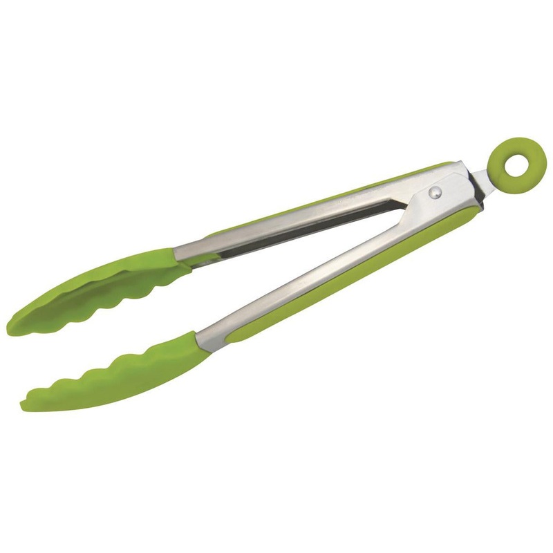 Silicone Stainless Steel Tongs 23cm - Green