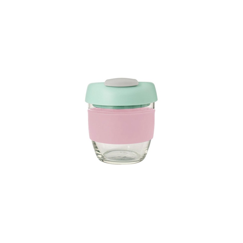 Glass Gocup Reusable Coffee Cup 236ml - Pink/mint/grey