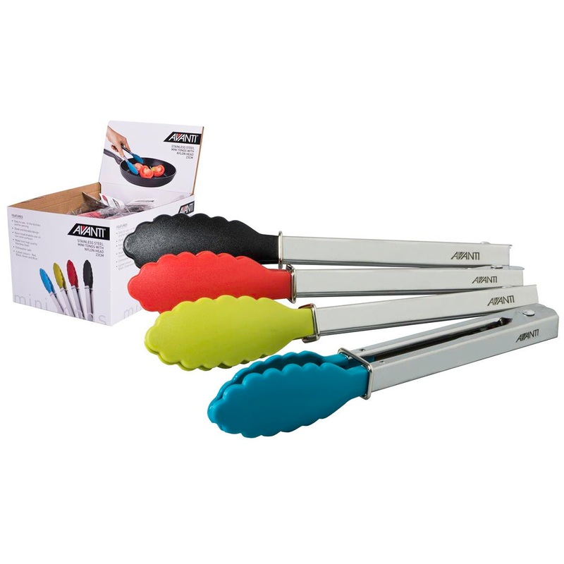 Mini Tongs with Nylon Head Stainless Steel - 18cm