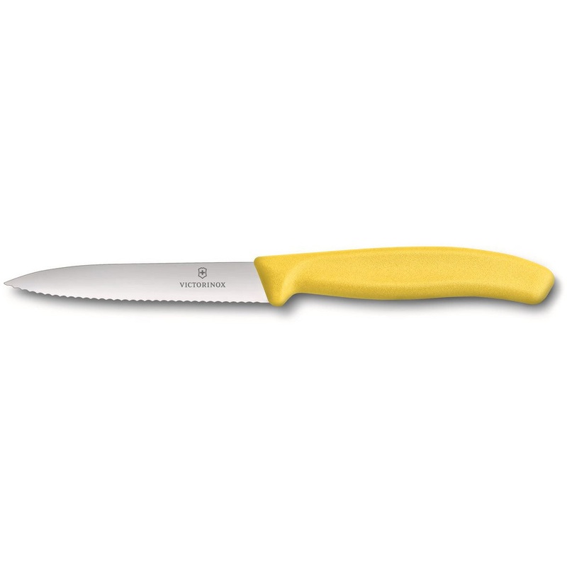 Paring Knife Wavy Edge Pointed Tip 10Cm Yellow
