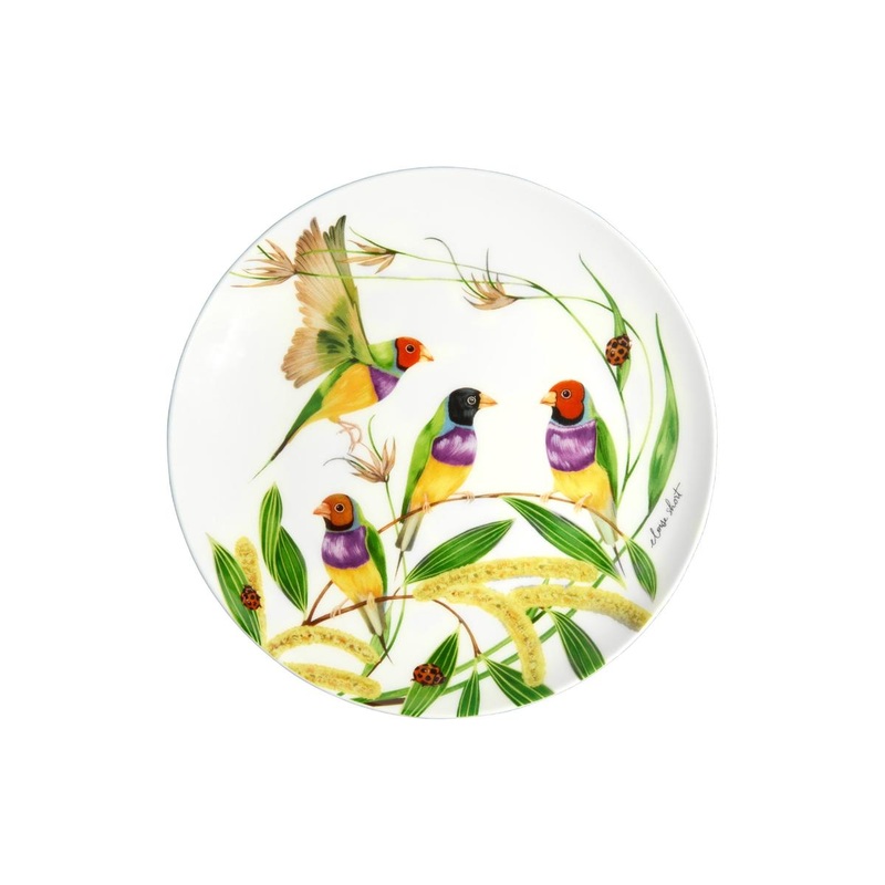Eloise Short Lyric Coupe Plate 20cm Gouldian Finch Gift Boxed