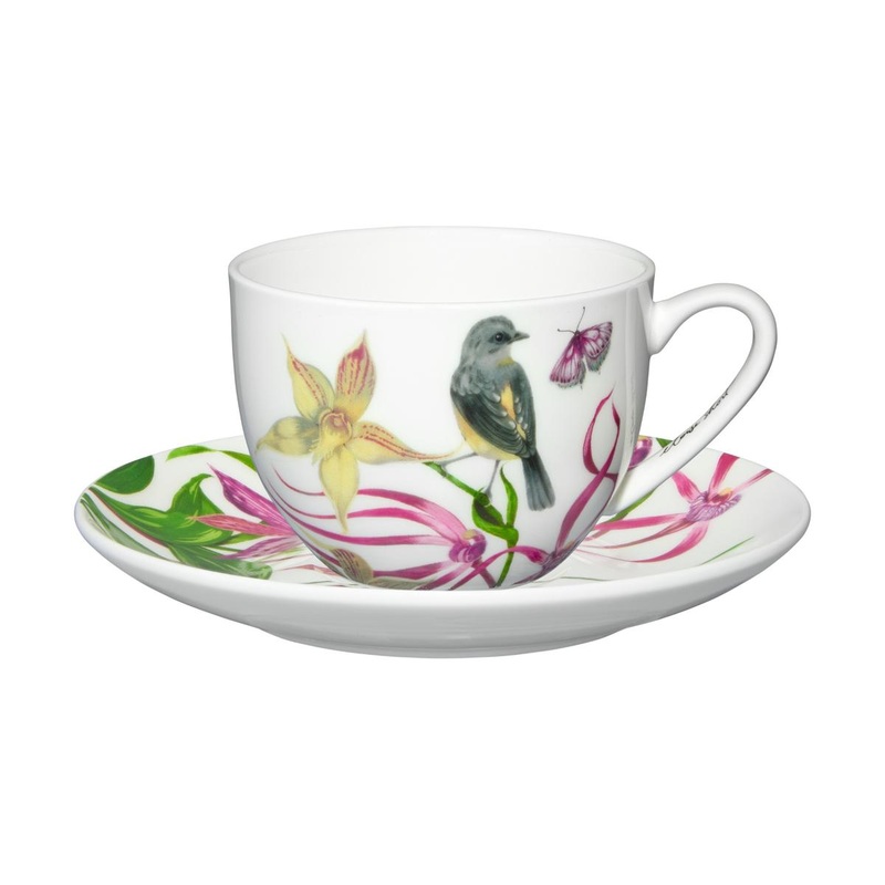 Eloise Short Lyric Cup & Saucer 240ML Yellow Robin Gift Boxed