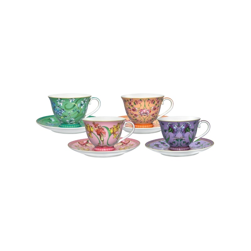 MW Estelle Michaelides Mystique Tall Cup & Saucer 230ML Set of 4 Assorted Gift Boxed