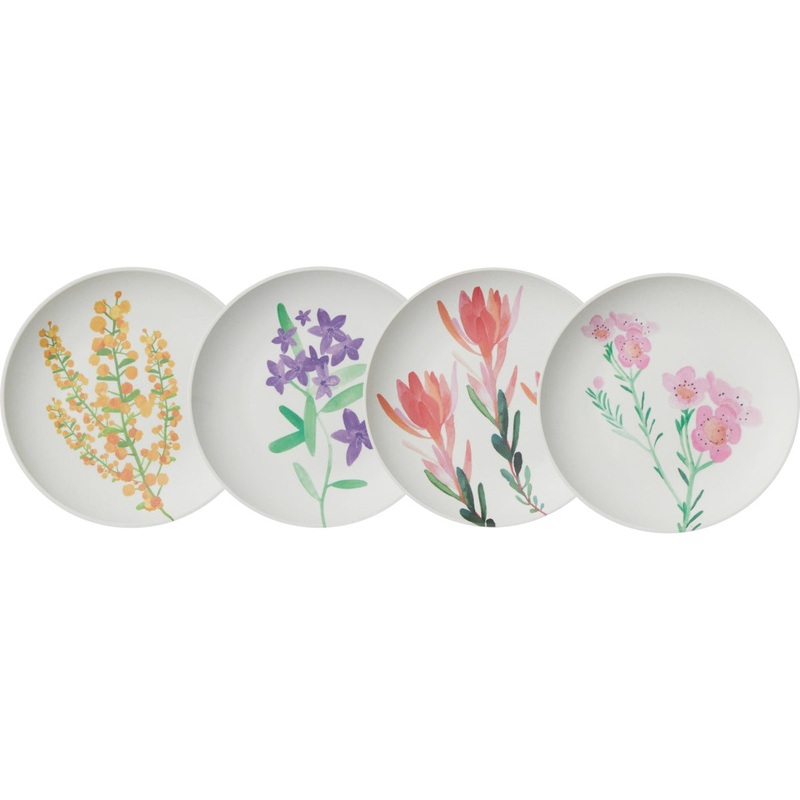 Wildflowers Bamboo Plate 20cm Set of 4 Assorted