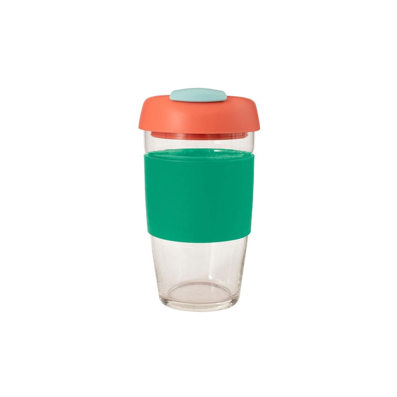 Glass GoCup 473ml Green Coral Seafoam
