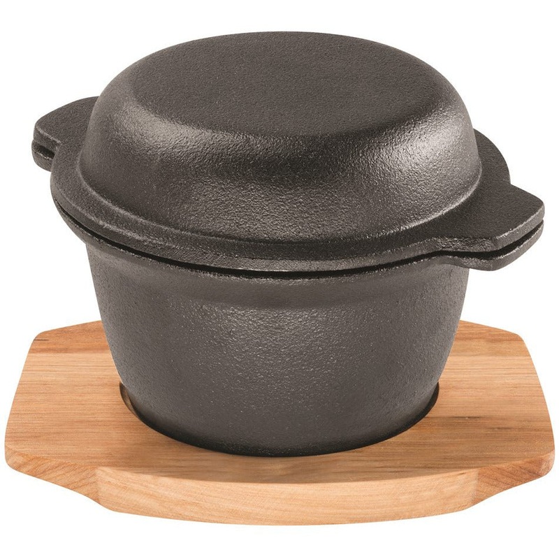 Pyrocast Garlic Pot Wooden Base 11.8cm Maple Tray