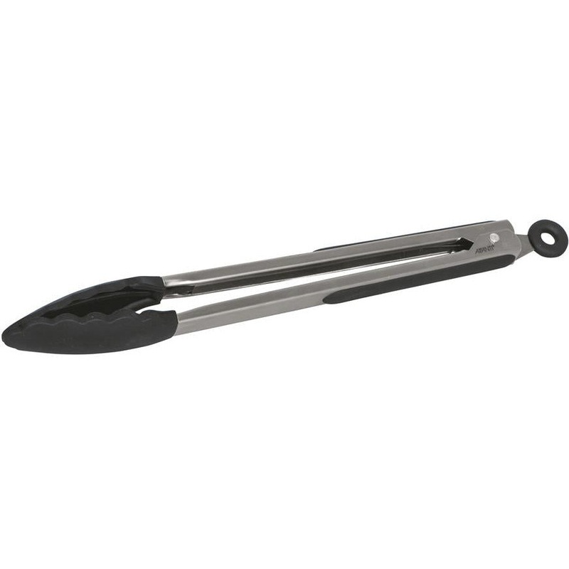Silicone Stainless Steel Tongs 30cm - Black