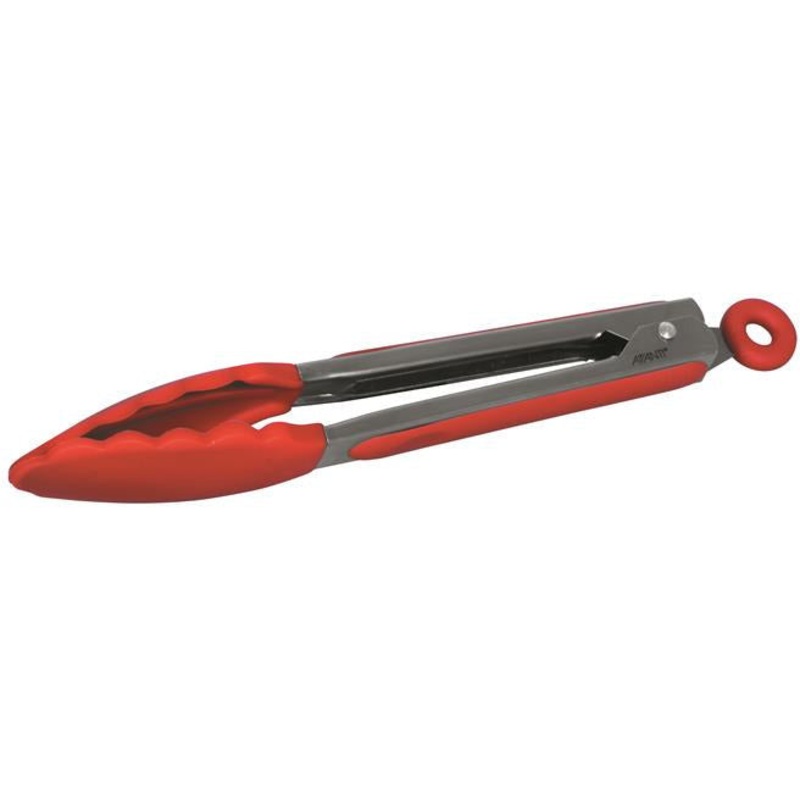 Silicone Stainless Steel Tongs 23cm - Red