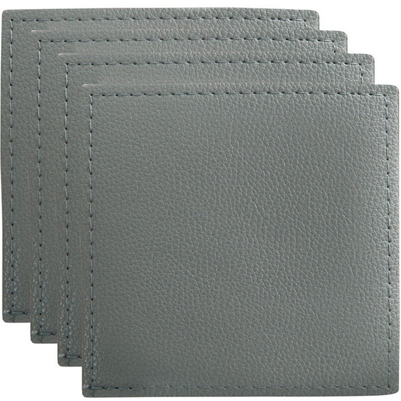 Table Accents Leather Look Cowhide Coaster 10x10cm Set of 4 Grey