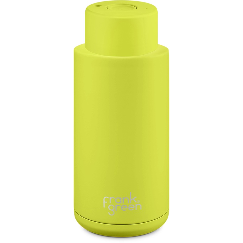 34oz Reusable Bottle - Push Button Lid - Neon Yellow