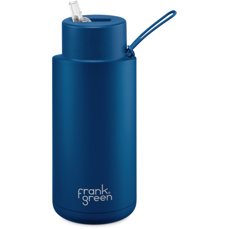 34oz Reusable Bottle - Straw Lid - Deep Ocean
