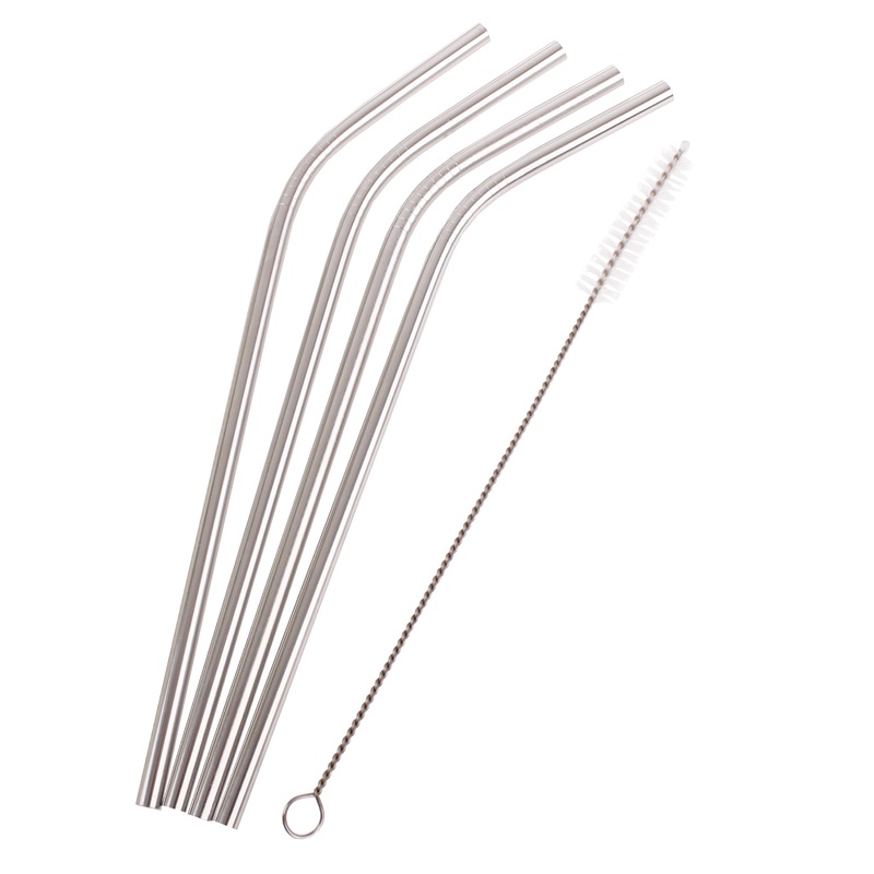 S/S Bent Smoothie Straws set 4