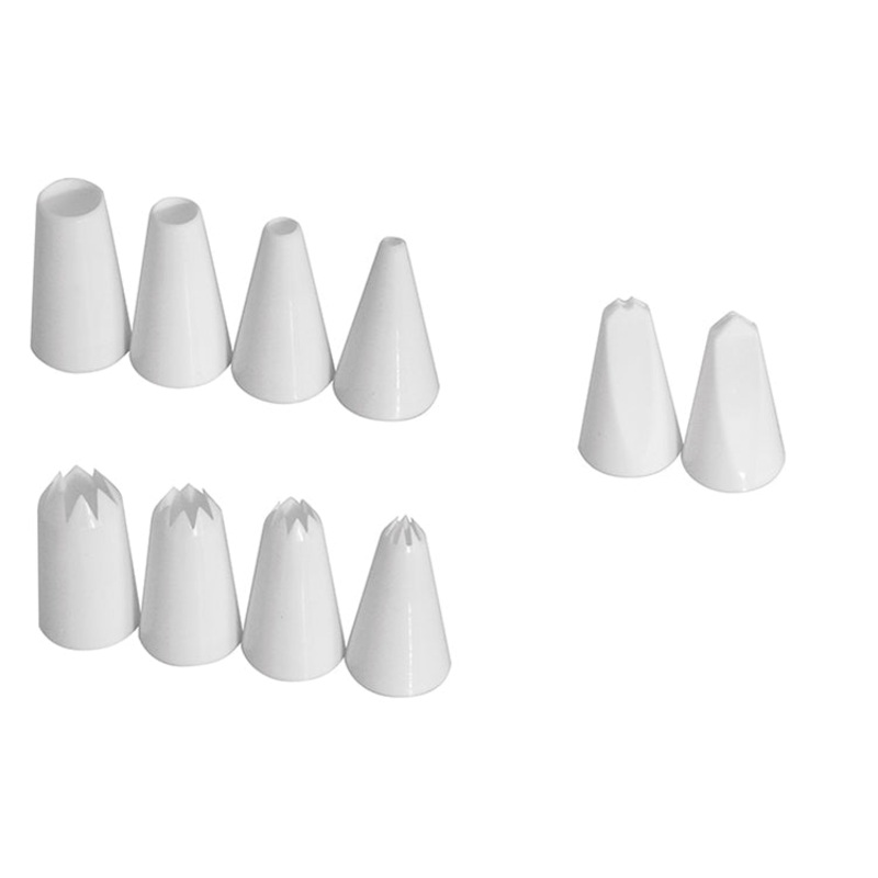 Decorating Tube Set 10pce Star Round Leaf