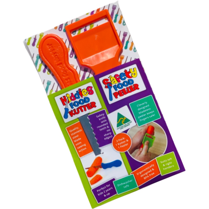 Kiddies Food Kutter and Safety Food Peeler Twin Pack Orange