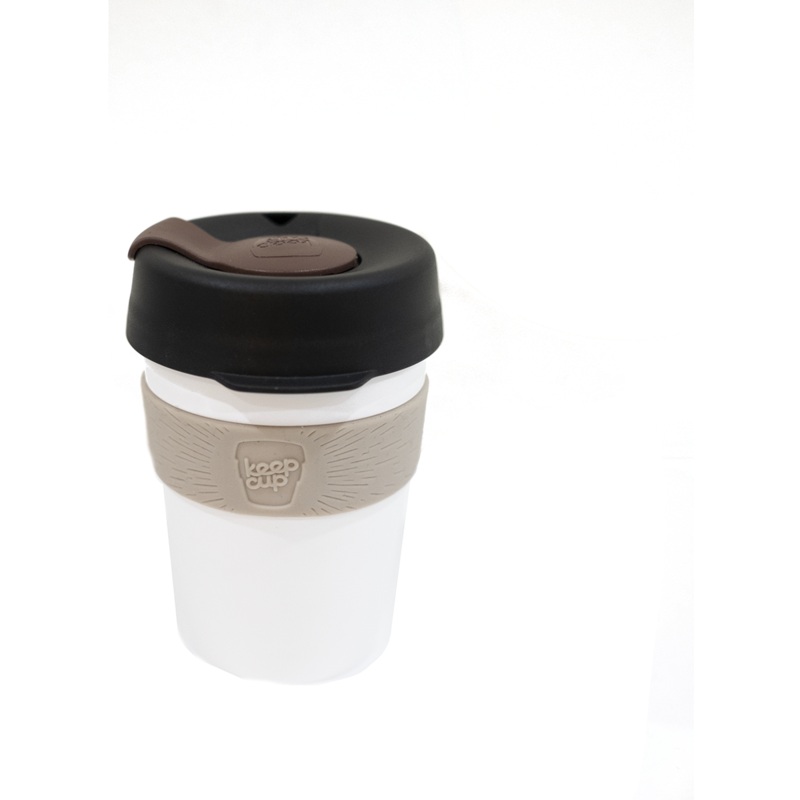 Original 12Oz White Base Latte Band Black Lid Brown Plug