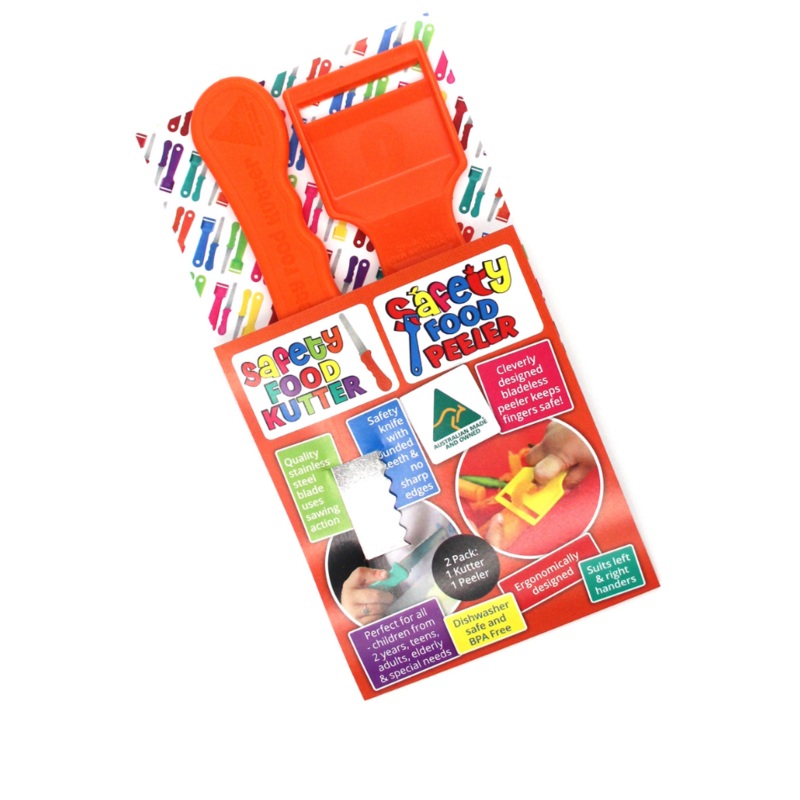 Safety Food Kutter and Safety Food Peeler Twin Pack Orange