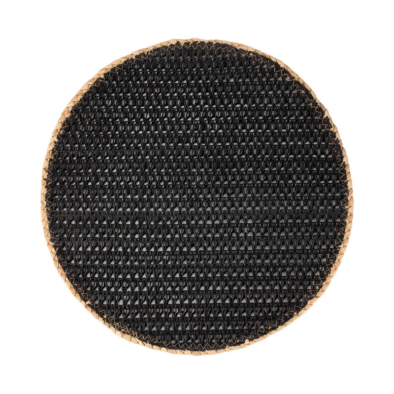 Table Accents Placemat 38cm Round Black Natural