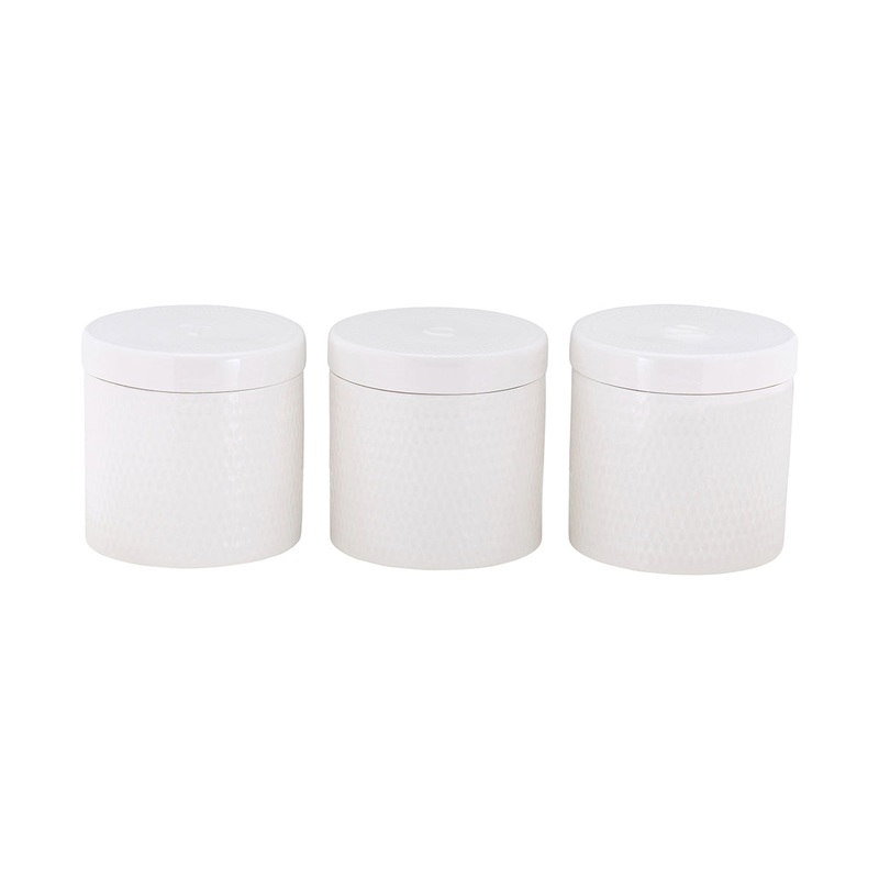White Basics Diamonds Canister 600ML Set of 3 Gift Boxed
