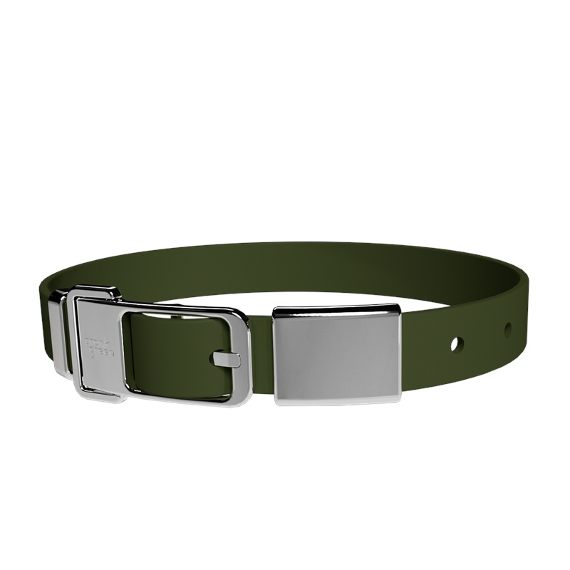Pet Collar + Name Tag Large - Collar: Khaki