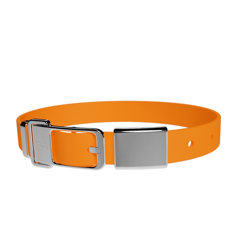 Pet Collar + Name Tag Large - Collar: Neon Orange