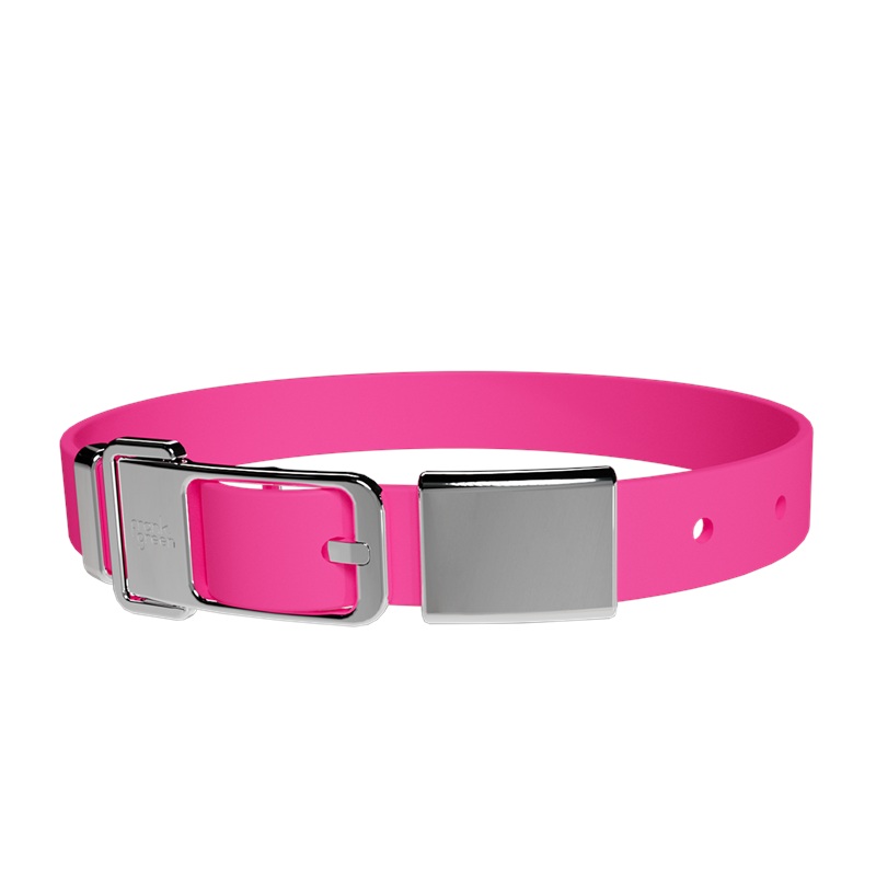 Pet Collar + Name Tag Large - Collar: Neon Pink