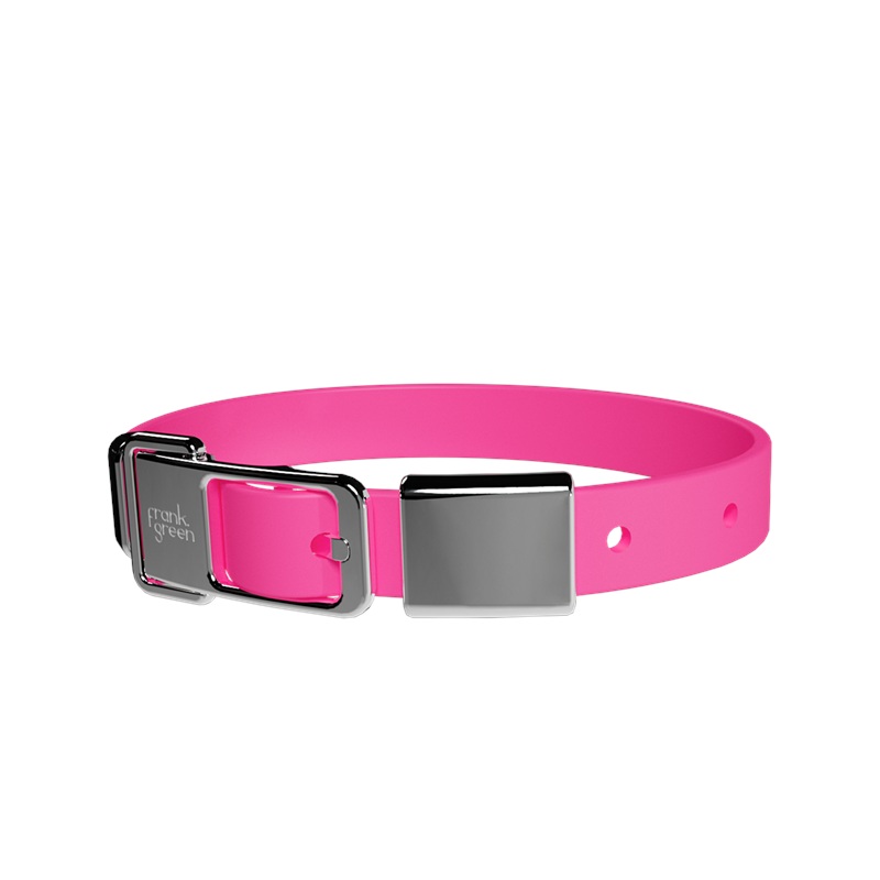 Pet Collar + Name Tag Medium - Collar: Neon Pink