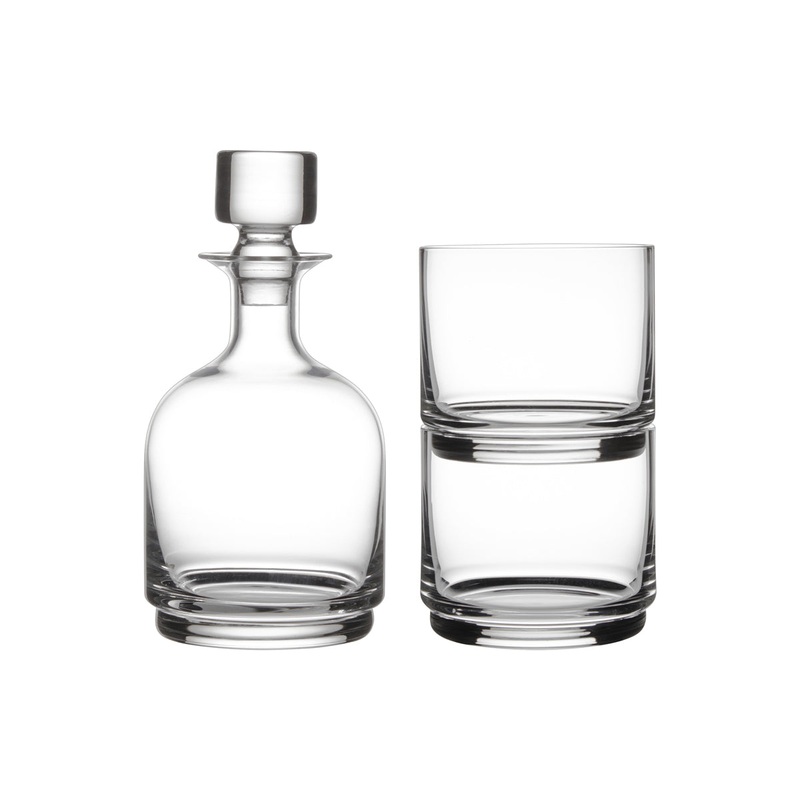 Diamante Stacked Decanter Set 3pc Clear Gift Boxed