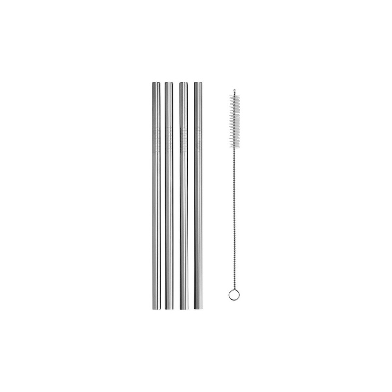 Reusable Smoothie Straw Set of 4 With Brush Stainless Steel Gift Boxed