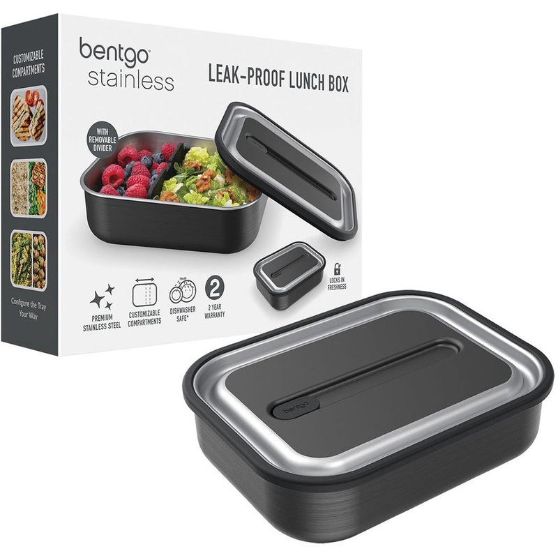 Stainless Steel Leak-Proof Lunch Box 1200ml - Carbon Black