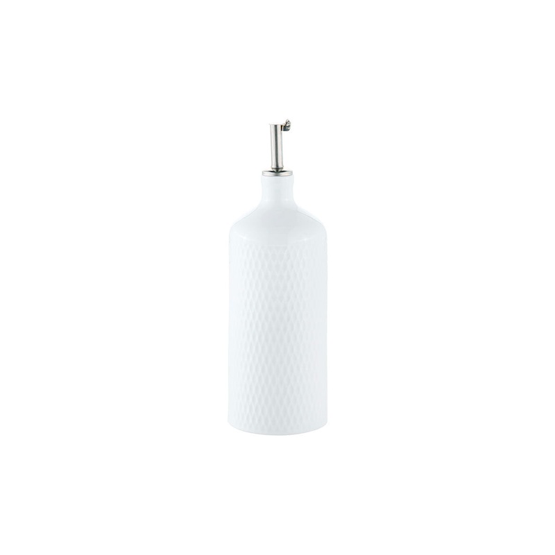 White Basics Diamonds Oil Bottle With Stainless Steel Pourer 500ml Gift Boxed