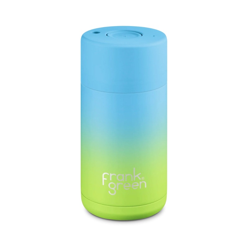 12oz Reusable Cup - Push Button Lid - Sky Blue Pistachio