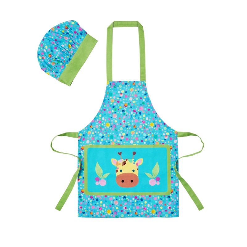 Kasey Rainbow Critters Childrens Apron and Hat Set Blue