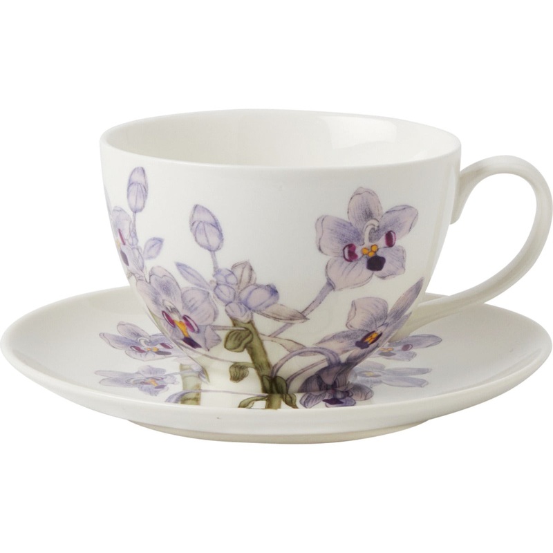 Royal Botanic Gardens Australian Orchids Cup & Saucer 240ML Lilac Gift Boxed