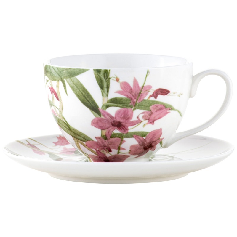 Royal Botanic Gardens Australian Orchids Cup & Saucer 240ML Pink Gift Boxed