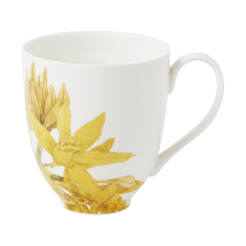 Royal Botanic Gardens Australian Orchids Mug 350ML Yellow Gift Boxed