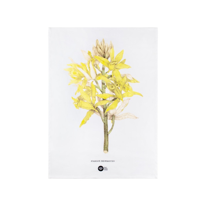 Royal Botanic Gardens Australian Orchids Tea Towel 50x70cm Yellow