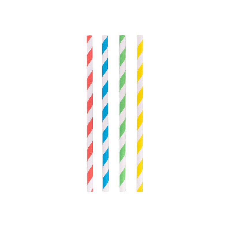 Papers Straws 14cm Rainbow - Set of 50