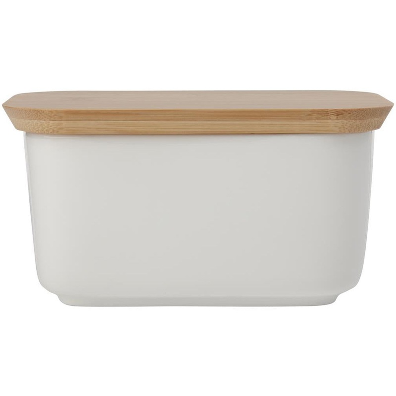 White Basics Butter Dish with Bamboo Lid