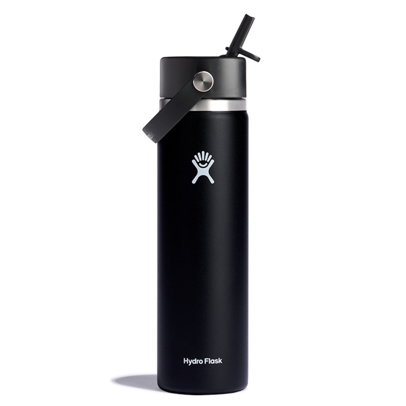 24oz Wide Flex Straw Cap Black